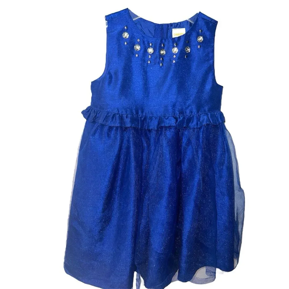 Gymboree Dress Toddler Girls 3T Best in Blue Gem Tulle Event Wedding Birthday